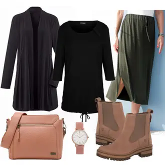Outfit mit Braun Stiefel Timberland "GMblack"