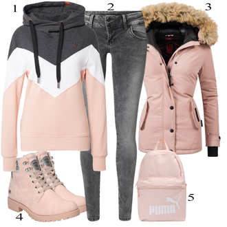 Outfit sa Pink/Bež/Plava Čizmica Dockers by Gerli "Outfit za zimu"