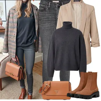 Outfit mit Braun Chelsea Boot/Lederjacke/Gefütterte Stiefelette Only "Frühling outfit"