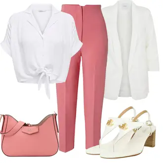 Mit Schleife Outfit mit Grau/Creme/Weiß Bluse und Tunika/Bluse Mit Schleife/Kurzarmbluse/Schluppenbluse/Wickelbluse/Bluse Große Größe/Casual Hemd/Musselin Hemd/Hemdbluse/Kurzarm Hemd Only "Eleganter Look"
