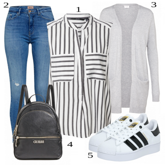 Outfit sa Siva Pletenina Kardigan Vila "Idealan za slobodno vrijeme"