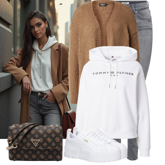 Do koljena Outfit sa Siva/Bijela Tenisica za tenis/gimnastička papuča/cam cipela/cipela za trčanje/Tenisica za fitness Puma "Moderni proljetni outfit"