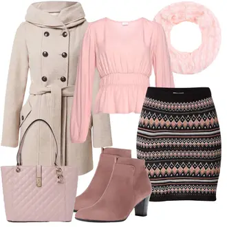Elegante Outfits Große Größen mit Bordeaux/Rosa/Rot/Mischfarben Short Große Größe/Strick Große/Strickrock/Bedruckter Rock/Winterröcke About You "Elegantes Winter Outfit"