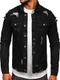 BOLF Herren Jeans Jacke Denim Jacket Übergangsjacke Langarm Knopfleiste Casual Denimwear Leichte AK589 Schwarz M [4D4]