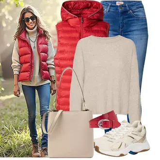 Lack Outfit mit Rot/Rosa/Dunkelrot Casual Gürtel/Frauengürtel Ohne Schnalle/Klassische Gürtel/Ledergürtel Tamaris "Herbst Outfit für den Alltag"