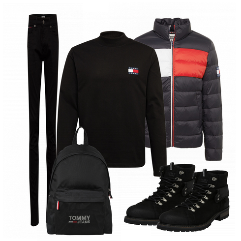 Schwarz Stiefel Tommy Jeans kombinieren