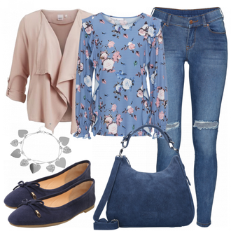 Outfit mit Blau Plateauschuh About You "Lusine"