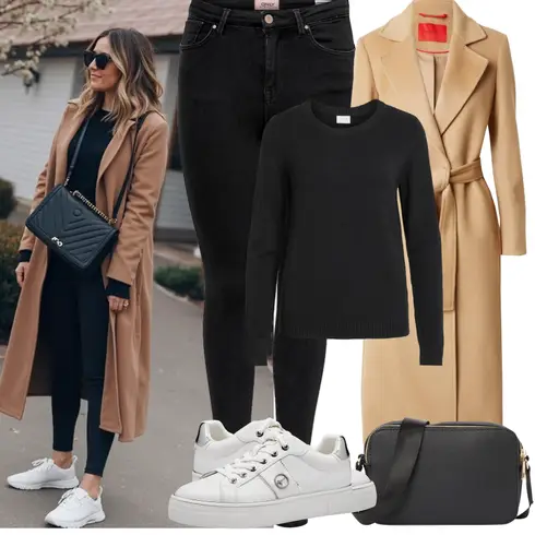Comment poter Noir/Bleu foncé Jeans Jean Court/Jean Coupe Slim/Jeans Femme Longueur 7/8/Jean Taille Haute/Veste d'Hiver/Chaussures en Cuir/Jeans Thermiques/Jean Push-up Only avec Beige/Marron/Kaki Trench Manteau/Manteau Long/Manteau en Laine/Long manteau/Women's Trenchcoats/Manteau Mi-long/Manteau en Cachemire max&co.