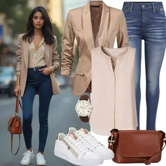 Outfit sa Plava/Svjetloplava Kožna Jakna/High Waist Traperice/Push-up Traperice/Kožne Cipele/Termo Traperice/Zimska jakna Dorothy Perkins "Odjeća za proljeće"
