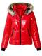 Zarlena Damen Kurze Jacke Herbst Winter Steppjacke gesteppt Kapuze mit Fellkragen abnehmbar Made in Italy Rot M