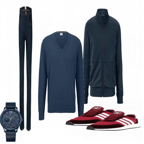 Blau Sportjacke Tchibo kombinieren