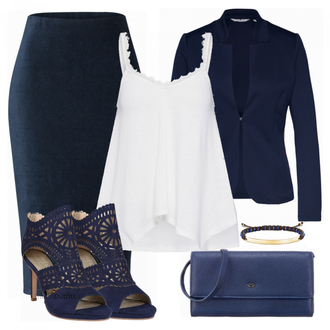 spitze Outfit mit Blau/Dunkelblau Sandalette/Schuh Ohne Schnürsenkel/SommerStiefelette/Sommer Schuh/Sandalen Mit Absatz/Eleganter Schuh Bullboxer "ONLY Top"