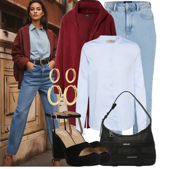High Heels Outfit mit Beige/Schwarz/Weiß/Braun Plateau Sandale/Sandalen Mit Blockabsatz/Sandalette/Peeptoe/Sandalen Mit Absatz Bullboxer "90s"