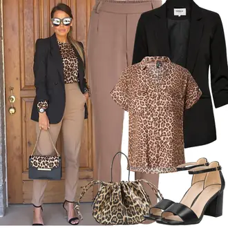 Outfit sa Smeđa/Bež/Siva/Kaki/Ljubičasta Hlača Velika Veličina Vila "Proljetni Outfit"