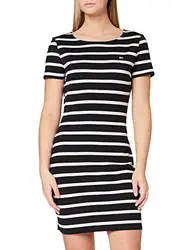 Tommy Jeans Damen TJW Striped Bodycon Dress Kleid, Schwarz/Multi, L