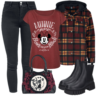 Stiefel Outfits Kurz Jagd mit Braun/Rot/Dunkelrot/Orange Wolljacke/Holzfäller Jacke The Nightmare Before Christmas "Freizeit Outfit"Look: Jagd, Freizeit