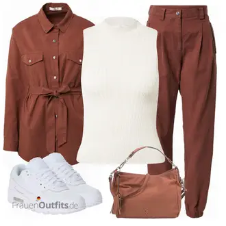 Button Down Outfit mit Rot/Braun/Orange Bluse und Tunika/Bluse Große Größe/Mantel/Casual Hemd/Hemdbluse/Flanellhemd/Business Hemd guido maria kretschmer women "Modischer Sommer Look"