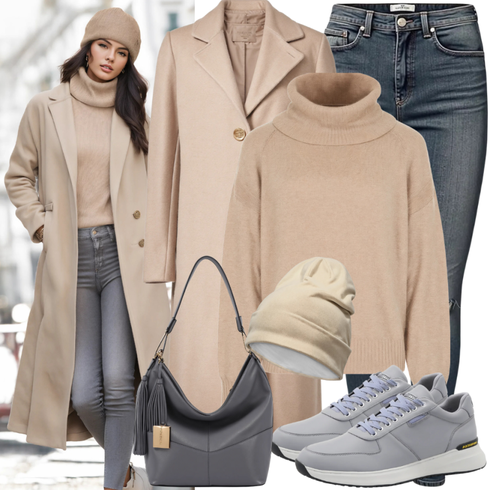 Comment poter Beige/Kaki/Marron Manteau en Cachemire/Manteau Léger/Long Manteau/Manteau Mi-long/Manteau Oversize/Manteau en Laine/Manteau de Laine bershka avec Gris/Gris clair Jeans Jean Push-up/Jean Taille Haute/Veste en Cuir/Veste d'Hiver/Jean Motard/Chaussures en Cuir/Jeans avec Fente/Jeans avec un Trou Only