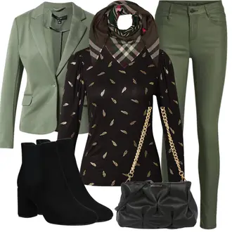Outfit mit Grün/Dunkelgrün/Hellgrün Mantel/Blazerjacke/Boyfriend Blazer/Lässiger Blazer/Lederjacke/Baumwoll ­Blazer/Eleganter Blazer/Strick­blazer/Kurzblazer/Sweatblazer/Lederjacke für Männer/Lederjacke VERO MODA "Trendiges Herbst Outfit"