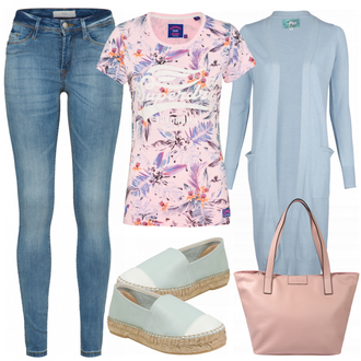 Outfit mit Blau/Hellblau Lederjacke/Biker Jeans/Low Rise Jean/Low Waist Jean/Push up Jeans/Slim Fit Jeans/Leder Schuhe/Herren Lederjacke/Winterjacke Ichi "Ariana"