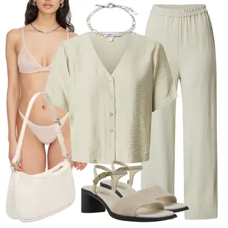 Outfit mit Schwarz Sandalen Camper "Schöner Sommer Look"