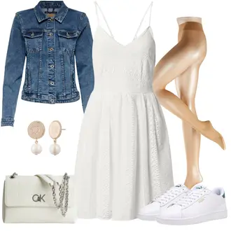 Outfit mit Creme/Weiß Kleid Große Größe/A-Linien Kleid/Kleid Für Konfirmation/Trägerkleid/Fit & Flare Kleid/Neckholder Kleid/Spitzenkleid/Mesh Kleid/Nicki Kleid/SkaterKleid/Spaghettiträger Kleid/Sommerkleid/Tenniskleid VERO MODA "Modischer Look für den Herbst"