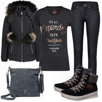 Outfit met zwart Laars Rieker "SuperDray"