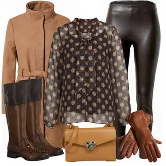 Elegante Outfits mit Braun/Grau/Dunkelbraun/Dunkelgrün/Khaki Hose Große Größe/Leggings Große Größe/Lederlegging/Leggings Lederoptik/Lederimitathose/Lack Legging/Latex Leggings/Lederhose ESPRIT "Elegantes Winter Outfit"