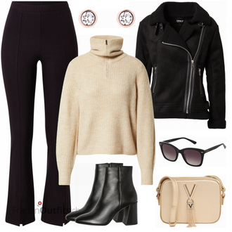 Outfit mit Schwarz Stiefel VERO MODA "Stylisher Alltagslook"