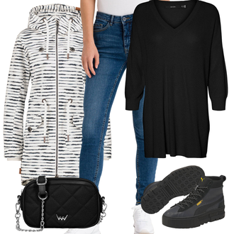 Outfity na zimu Kpop s Černá/Bílá Taška do pasu/Nafouknutá taška/Vějířová brašna/Pásková taška/Malá Taška/Plážová Taška/Sportovní Taška Přes Rameno/Klasická Taška Přes Rameno Vuch "Outfity na zimu"Look: Metal, Western, Kpop, Premium, S Mokrým Vzhledem, Streetwear, Pracovní oděvy