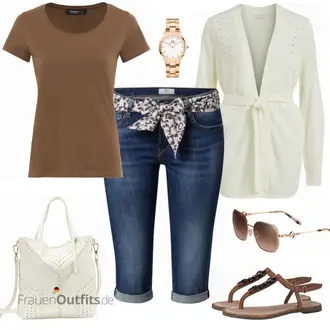 Outfit mit Grün/Blau Bluse Große Größe HALLHUBER "Schicker Sommerlook"