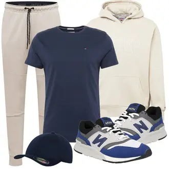 Outfit mit Beige/Rosa/Blau Pullover/Hoodie/Sweatshirt Tommy Jeans "Sportliches Outfit"