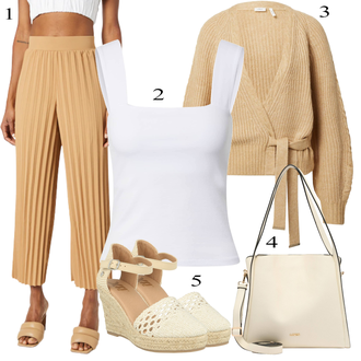 Kvadratni izrez outfit mit Bela/Krem Srajca & majica velike velikosti/Majica & Top/Bluza velika velikost Edited "Pokrivalo za pomlad"
