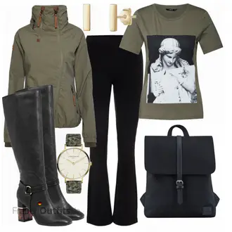 70er Outfit mit Schwarz Hose Große Größe/Leggings Große Größe/Schlaghose/Flared Leggings/Ausgestellte Hose/Schlaghose Leggings VERO MODA "NAKETANO SALE"Look: Uni, 70er, Coole, Disco, Nahtlos, Skater, Techno, Outdoor