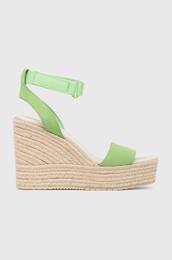 Sandali iz semia WEDGE SANDAL SU CON enski, zelena barva, YW0YW01026