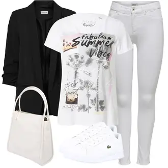 Outfit sa Bijela Ležerna majica/Tenisica Lacoste "Tvoj Otmjeni Outfit"