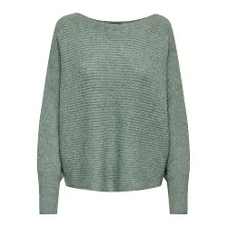 ONLY Damen Lockerer Strickpullover   Knitted Basic Stretch Sweater   Langarm Rundhals Shirt ONLDANIELLA, Farben:Grün, Größe:M