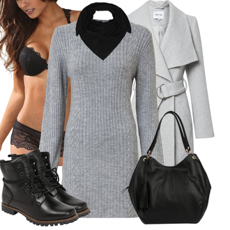Slouchy Kaschmir Outfit mit Schwarz Hut Bandana Zwillingsherz "Outfit für den Herbst"