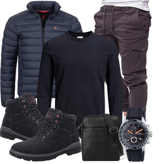 Reiten Outfit mit Schwarz Wattierte Stiefel/Klassischer Stiefel/SchnürStiefel/Winter Stiefel/Wasserfester Schuh/Wasserdichter Stiefel/Gefütterte Stiefelette/Winter Stiefelette/Winter Sneaker/Herren Lederschuhe ASTERO ASTERO "Herbstliches Freizeit Outfit"Look: Trekking, Reiten, Laufen, Wandern, Skating, Apres ski