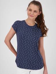 Navy blue women's patterned T-shirt
