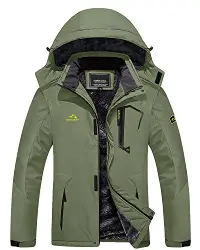 TACVASEN Herren Winter Winddichte Winterjacke Warme Fleece-Futter Ski Übergangsjacke mit Abnehmbarer Kapuze, Graugrün