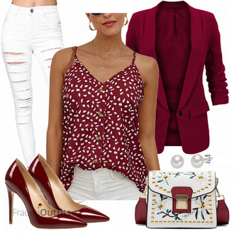 Outfit mit Rot/Bordeaux/Dunkelrot/Braun Vintage Pumpe/Business-Schuh/High Heel/Bequemer Pump/Hochfrontpump/High Heel Pumps AOOAR "Perfekt fürs Büro"