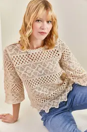 Women's Openwork Lace Patterned Blouse