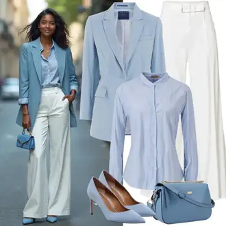 Nabori Outfit sa Svjetloplava Uska Kroj Bluza/Bluza koja se ne pegla/Poslovna Bluza Seidensticker "Poslovni izgled"