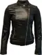 Zwarte leren bikerjack dames - Barcelona- 100% echt leer - Zwart - L