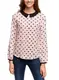 oodji Ultra Damen Bluse aus Fließendem Stoff mit Einfarbigem Kragen, Rosa, DE 36 / EU 38 / S