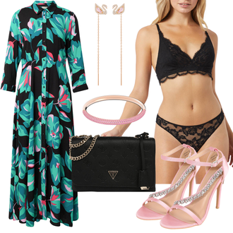 Button Down Outfit mit Grün/DunkelGrün/Türkis Kleid Große Größe/Tunika/Bedrucktes Kleid/MaxiKleid/3/4 Arm Kleid/Langes SommerKleid/Boden Kleid/Nicki Kleid yas "Wunderschöner Abend Look"