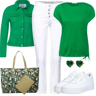 Outfit mit Grün Jeansjacke CECIL "Casual Business Outfit"