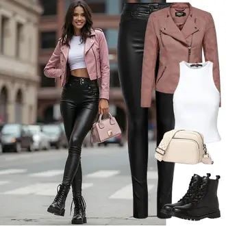 Sommer Outfit mit Schwarz Skinny Hose/Leggings Lack Legging/Lederimitathose/Lederlegging/Leggings Lederoptik/High Waist Jeans/Winterjacke/Push up Jeans/Leder Schuhe/Jeans mit Schlitz/Thermojeans/Biker Jeans Only "Frühlingsoutfit"