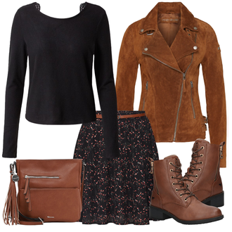 Smart Casual Outfit mit Schwarz/Lila/Rot Short Große Größe/Kleid Große Größe/Tunika/60er Jahre Rock/A Linien Rock/Boucle Rock/Tellerrock/Cocktail Rock/Ausgestellter Rock/Rock Mit Blumenmuster/Strickrock/Moderne Rock/Büro Rock/Bedruckter Rock/Rock Zum Binden/Wickelrock About You "Cooles Herbst Outfit"Look: 70er, Business, Coole, Französische, Büro, Smart Casual